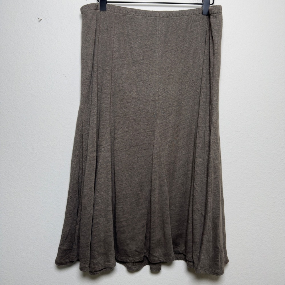 Garnet Hill Olive-Taupe Flared Midi Skirt
